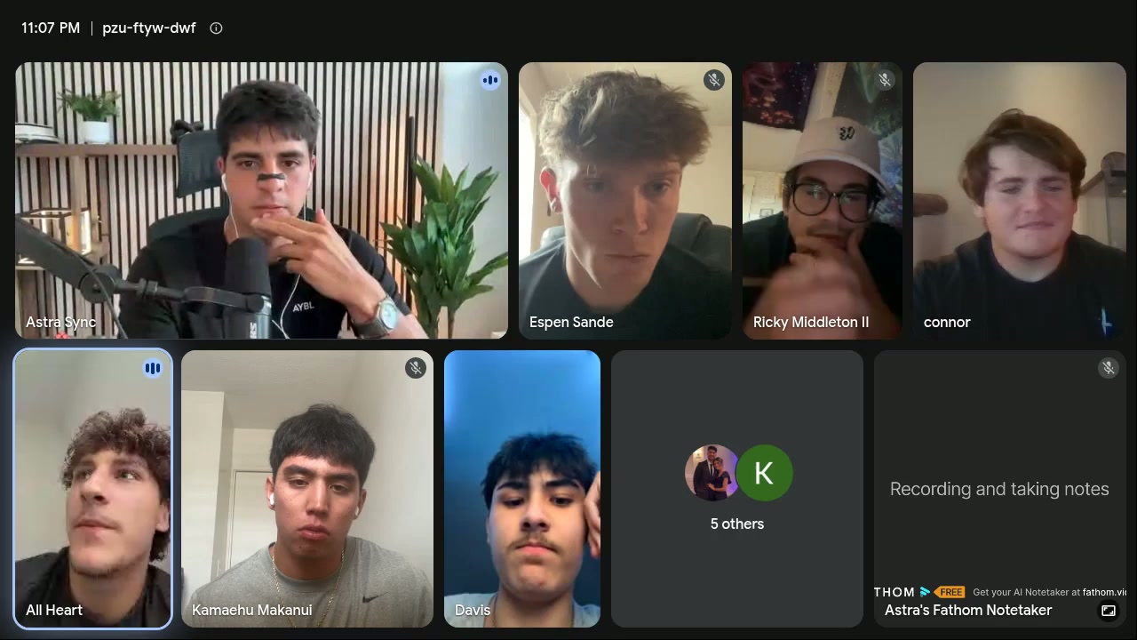 Screenshot from a live Astra coaching call